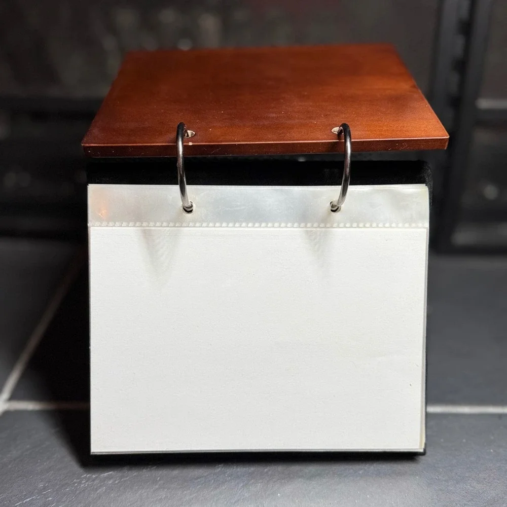Grandkids Wooden Flip‎ Photo Album Easel Stand Brown Wood Metal Accent 4x6